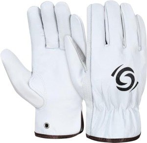 Durable Leather Work Gloves - 12 Pairs Set