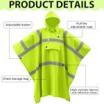 High Visibility Waterproof Rain Poncho with Pocket
