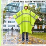 High Visibility Waterproof Rain Poncho with Pocket