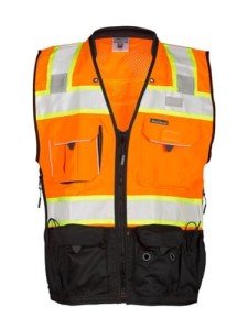 High Visibility Orange/Black Surveyor's Vest for Men