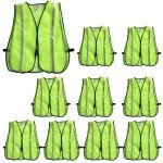 High Visibility Safety Vests - 10 Pack Neon Yellow