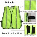 High Visibility Safety Vests - 10 Pack Neon Yellow