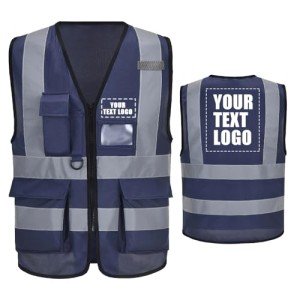 Custom Logo High Visibility Navy Safety Vest