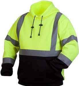 Hi-Vis Lime Safety Hoodie with Black Bottom, 3X