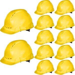12-Pack Adjustable Hard Hats with Vents - Yellow