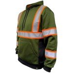 Hi-Vis Hoodie - Heavy Duty Reflective Jacket (Military Green)