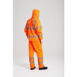 Men's Waterproof Hi-Vis Safety Rain Jacket - Orange