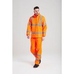 Men's Waterproof Hi-Vis Safety Rain Jacket - Orange