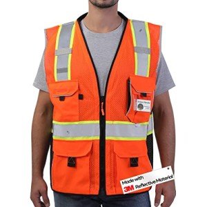 Orange Mesh Reflective Safety Vest with ID Pocket
