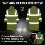 TICONN Waterproof Hi-Vis Reflective Rain Coat