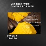 Men’s Golden Stag Leather Work Gloves - Large
