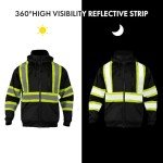 Men's High Visibility Reflective Hoodie with Detachable Hood