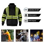 Men's High Visibility Reflective Hoodie with Detachable Hood