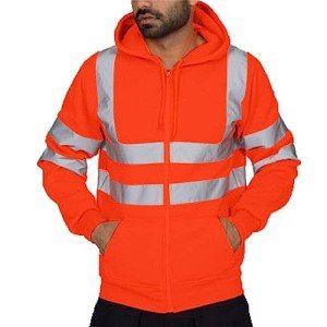 Men's High Visibility Pullover Hoodie with Reflective Stripes