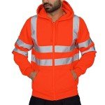 Men's High Visibility Pullover Hoodie with Reflective Stripes