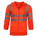 Men's High Visibility Pullover Hoodie with Reflective Stripes