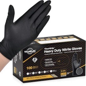 TitanFlex Heavy Duty Black Nitrile Gloves - 100 Pack