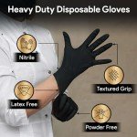 Heavy-Duty Black Nitrile Gloves - 50 Count