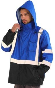 Hi-Vis Waterproof Rain Jacket with Removable Hood
