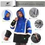 Hi-Vis Waterproof Rain Jacket with Removable Hood