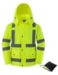 Ubon Men's Waterproof Reflective Rain Jacket, Yellow