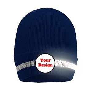 Hi-Vis Reflective Safety Beanie Hat - Custom Logo