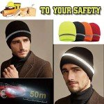 Hi-Vis Reflective Safety Beanie Hat - Custom Logo