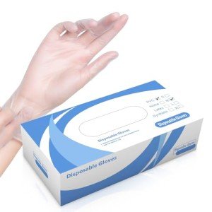 Clear Disposable Vinyl Gloves for Food Safety, 100 pcs