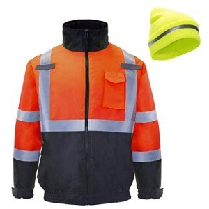 High Visibility Waterproof Safety Jacket and Beanie