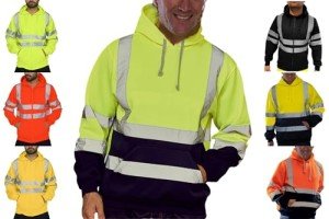 Men's High Visibility Pullover Hoodie with Reflective Stripes