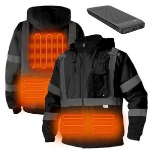 Hi-Vis Waterproof Heated Jacket with Detachable Hood