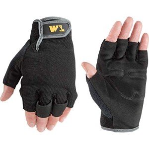 Men's Large Fingerless Leather Palm Work Gloves