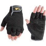 Men's Large Fingerless Leather Palm Work Gloves