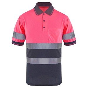 Hi-Vis Safety Polo Shirt with Pockets (Pink/Navy)