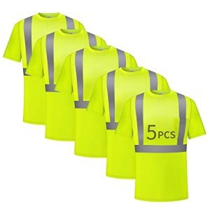 SAFIELD Men's Hi-Vis Reflective Safety T-Shirts 3/5 Pack
