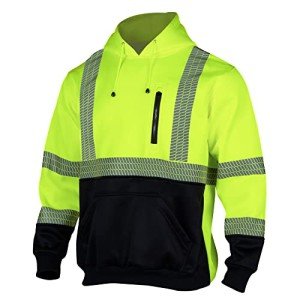 High Visibility Reflective Safety Fleece Hoodie - Yellow