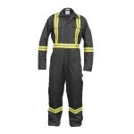 Hi Vis Cotton Coverall with Leg Zipper - Dark Grey