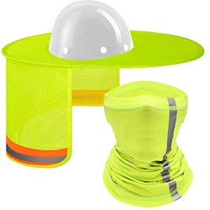 Neon Yellow Hard Hat Sun Shade with Neck Gaiter