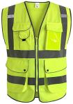 High Visibility Reflective Safety Vest with 9 Pockets