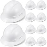 10-Pack White Hard Hats with Adjustable Suspension