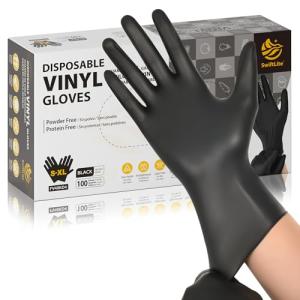 Black Disposable Vinyl Gloves - Food Grade (100 Large)