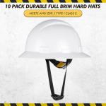 10-Pack White Hard Hats with Adjustable Suspension