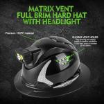 Green Devil Full Brim Hard Hat with Headlight
