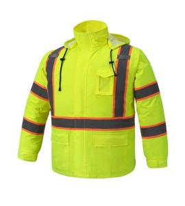 Men's Hi-Vis Waterproof Rain Jacket with Hood