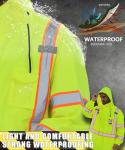Men's Hi-Vis Waterproof Rain Jacket with Hood
