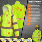Men's Hi-Vis Waterproof Rain Jacket with Hood