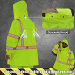 Men's Hi-Vis Waterproof Rain Jacket with Hood
