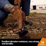 12 Pairs Leather Work Gloves for Garden or Construction