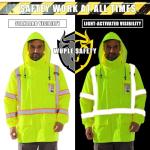 Men's Hi-Vis Waterproof Rain Jacket with Hood