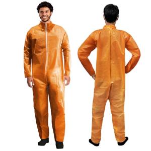 Orange Disposable Coveralls for Men & Women, 5-Pack